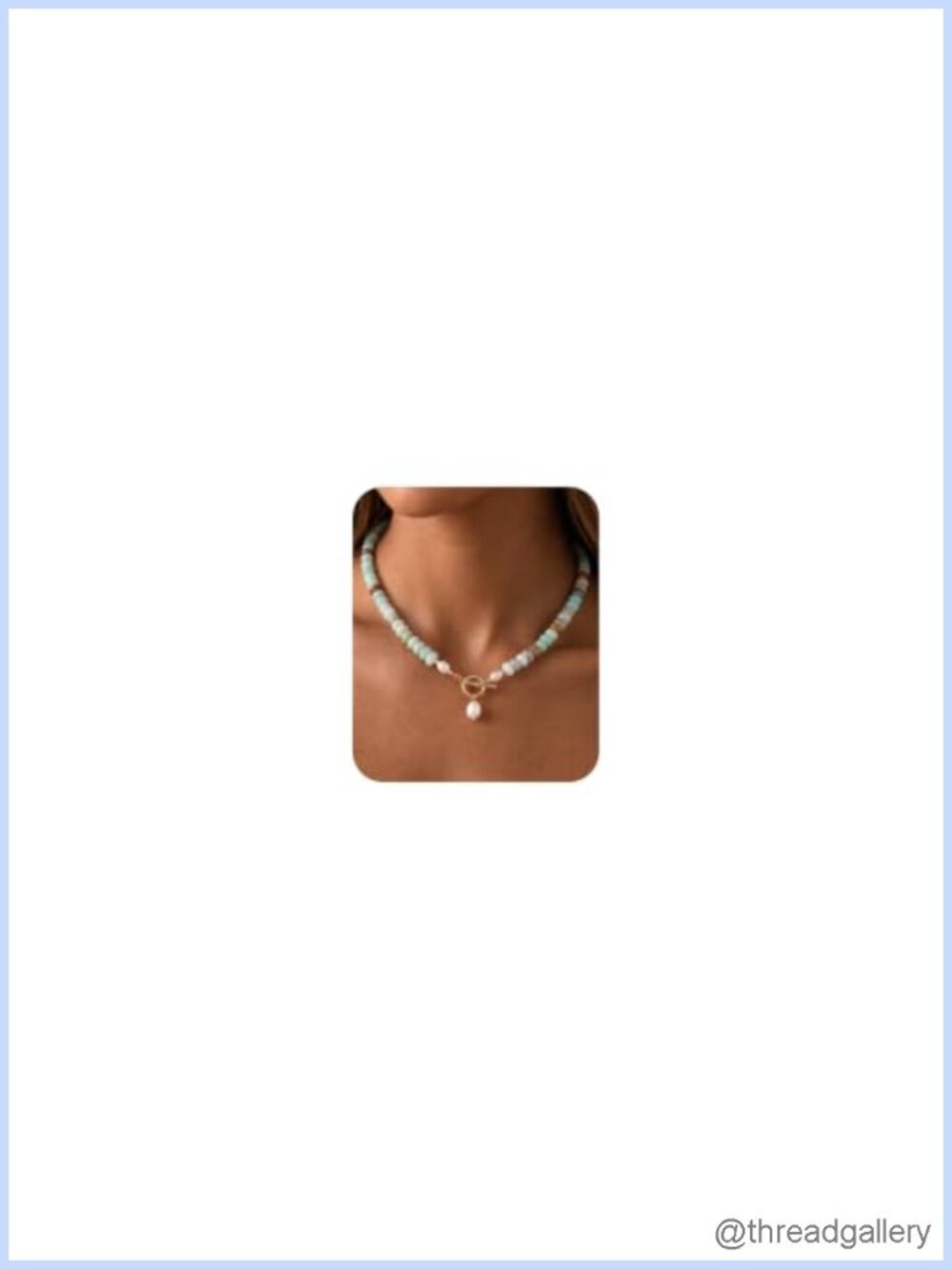 Beaded Necklace Pearl Pendant 14K Gold Plated Brass Boho